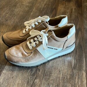 Michael Kors White and Brown Casual Sneakers